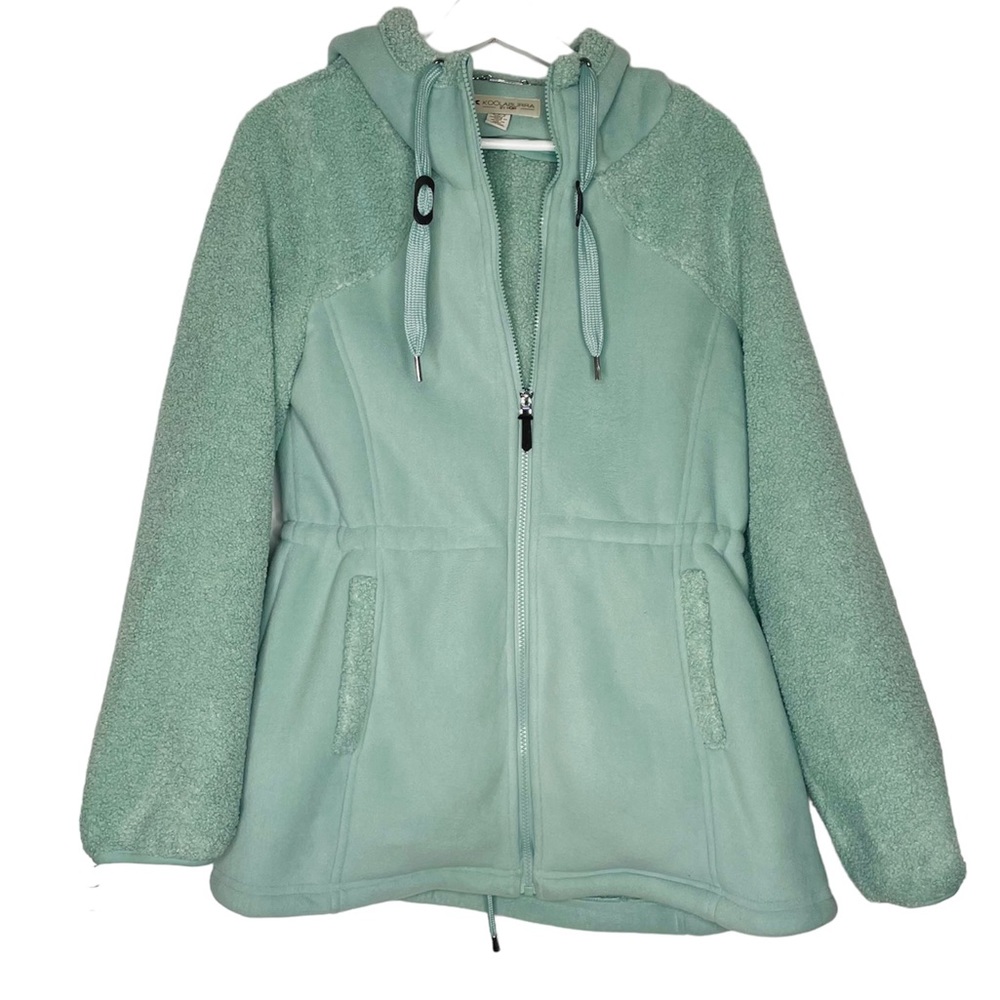 Koolaburra by UGG mint green Faux fur Hoodie zipper front Jacket Size Small
